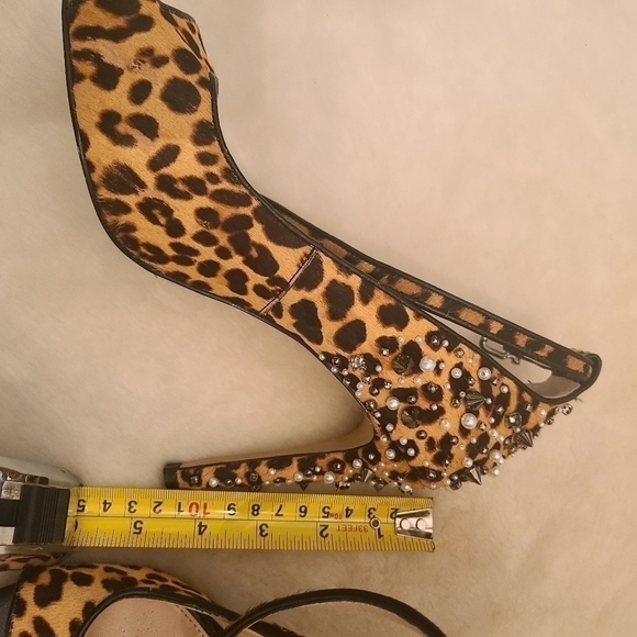 Nine West Leopard Patent Leather Peep Toe Platform Heels Size 7.5 - Picture 7 of 10